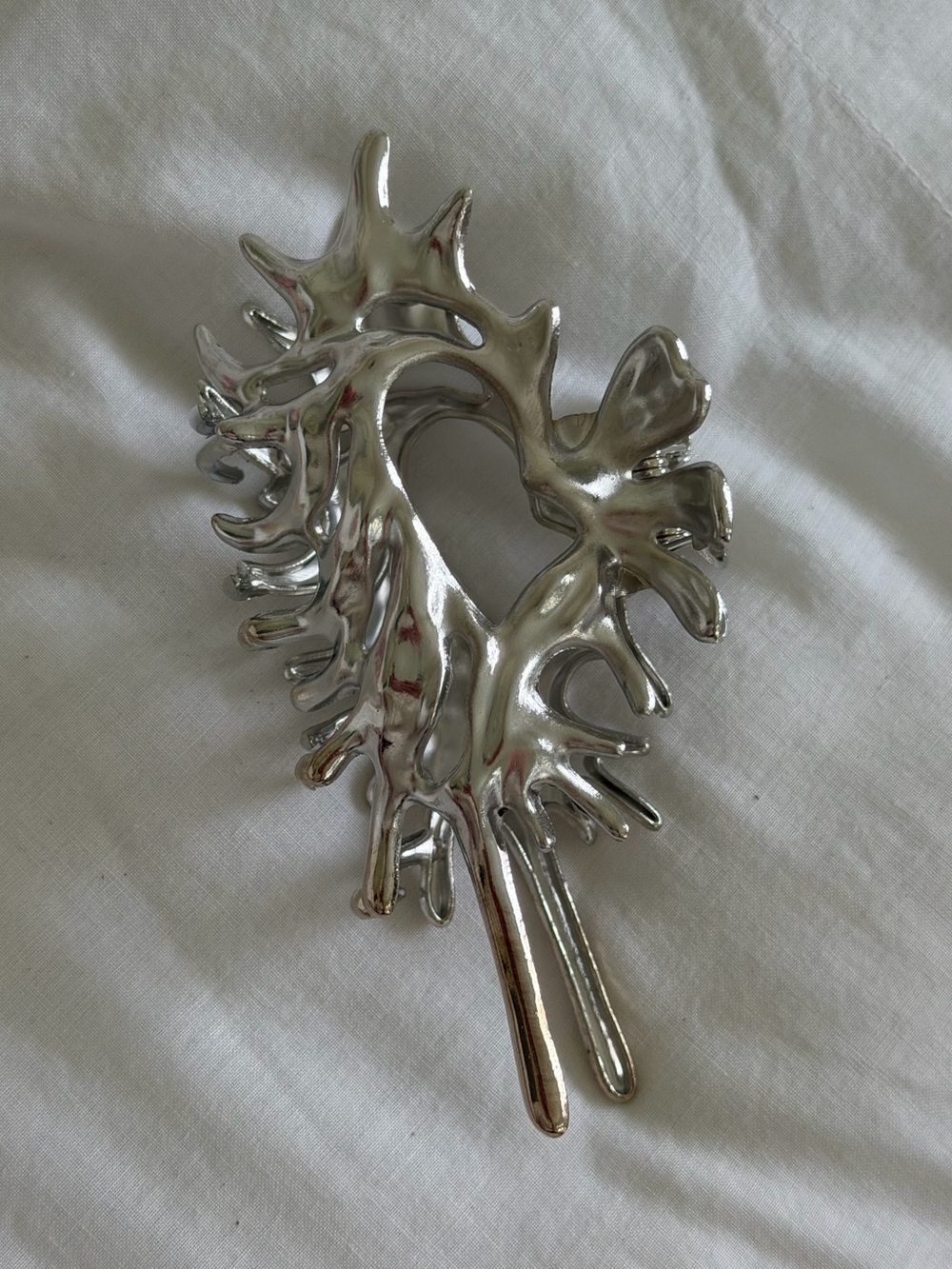 conch silver metal hair claw clip
